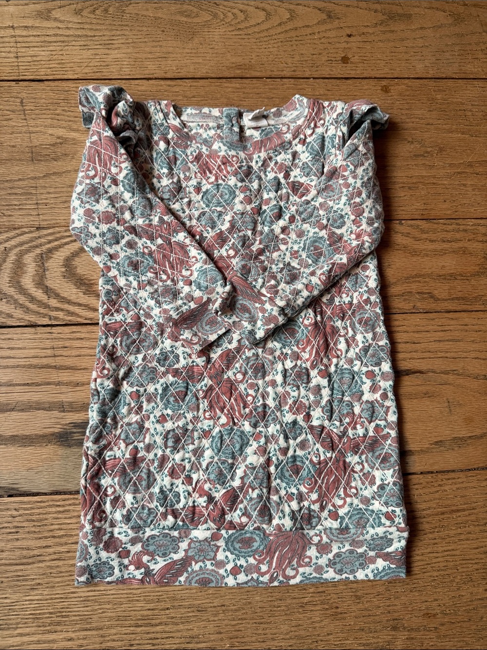 Kate Quinn Quilted Paisley Long Sleeve toddler dress - Rust & Teal